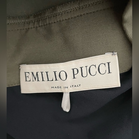 Emilio Pucci khaki dress with lamskin leather trim NWOT - Picture 4 of 5